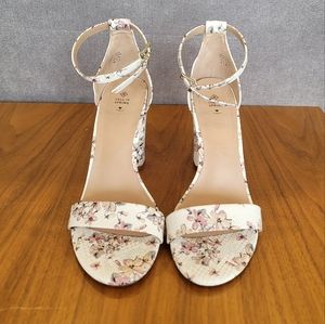 White Floral Heels Size 9 by Spring